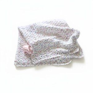 Boho Crochet Baby Blanket | Hand Crochet Soft Acrylic White | Newborn Gift | 35"
